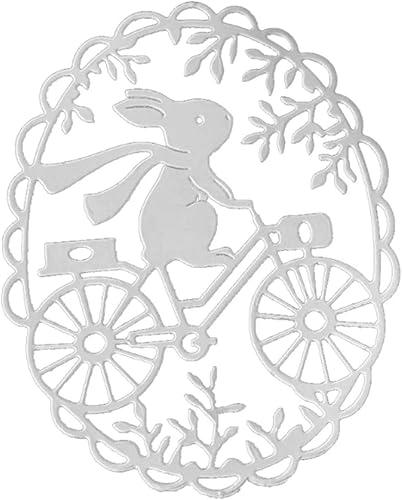 Miniatura 7 de Troqueles de metal de conejo de ciclismo, diseño de conejito de Pascua, marco de bicicleta, plantillas de troqueles de corte, manualidades, tarjetas