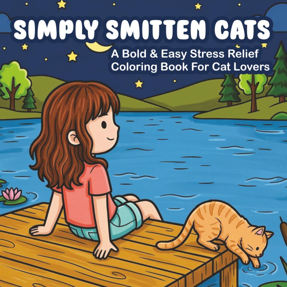 Simply Smitten Cats: A Bold & Easy Stress Relief Coloring book for Cat Lovers