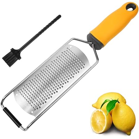 Pro Zester Grater, Lemon Zester, Parmesan Zester, Chocolate, With Razor-Sharp Stainless Steel Blade, Protective Cover and Cleaning brush, Dishwasher Safe, by Nspring