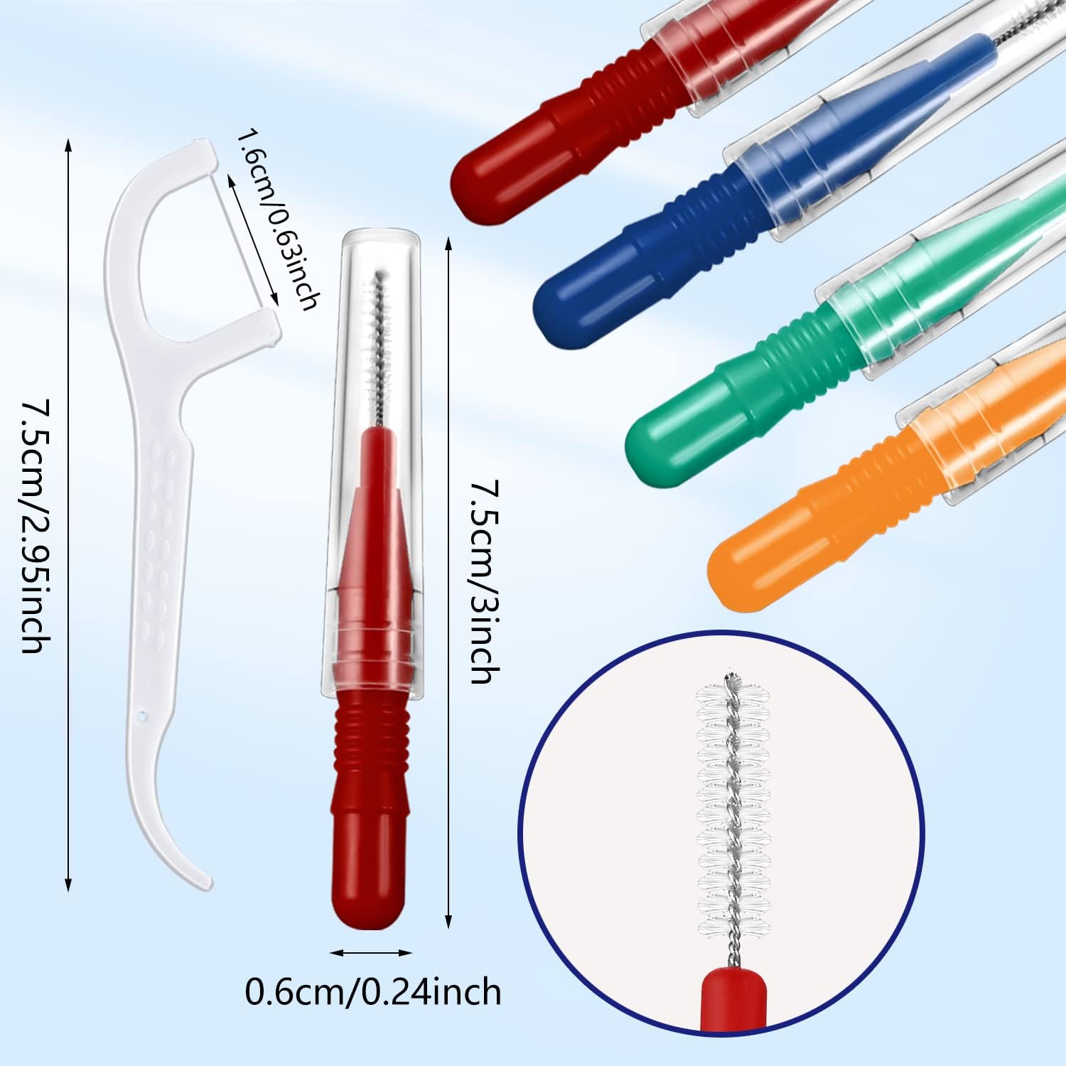 40 Pcs Interdental Brushes and Dental Floss Stick, Soft Dental Brushes