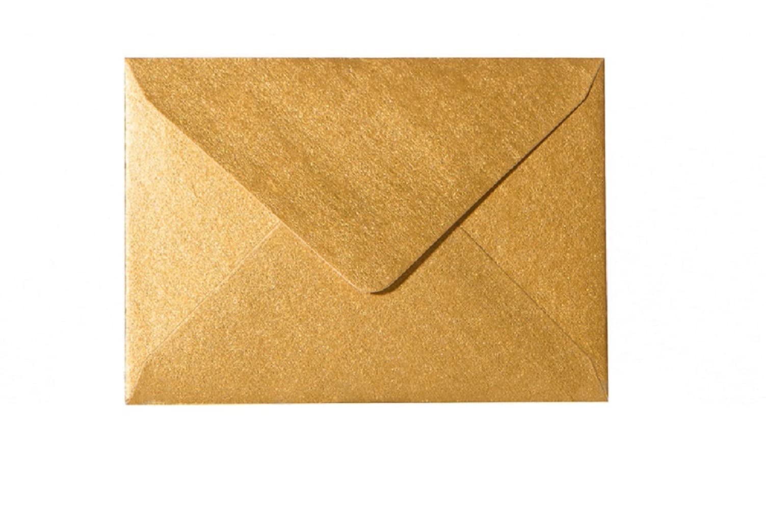 Briefumschläge DIN B6 125 x 176 mm spitze Lasche Nassklebung 120g für Hochzeit, Einladungen, Glückwunschkarten (88 Gold, 250 Stück)