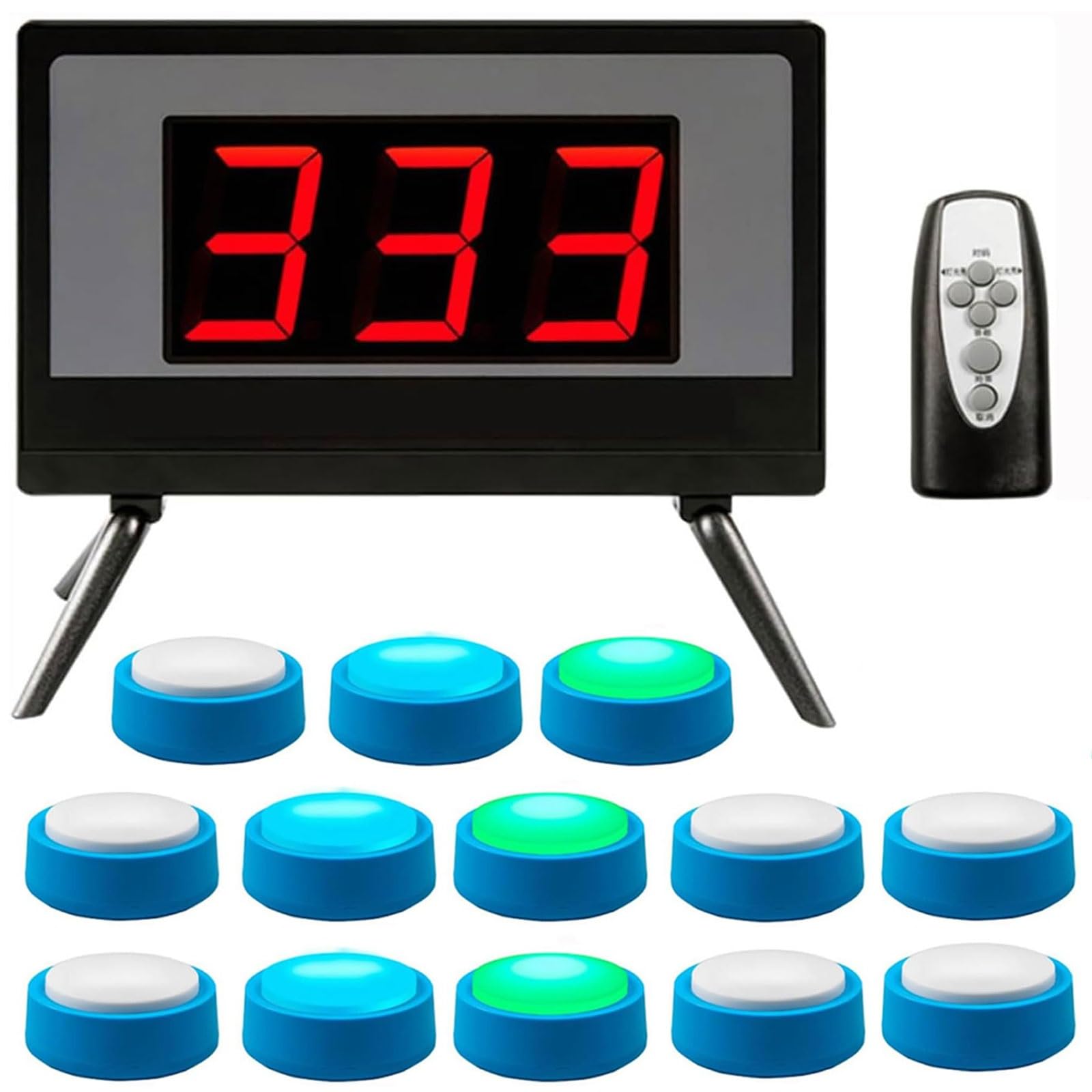 Buzzer de jeu de réponse sans fil avec voyants lumineux et minuteur
