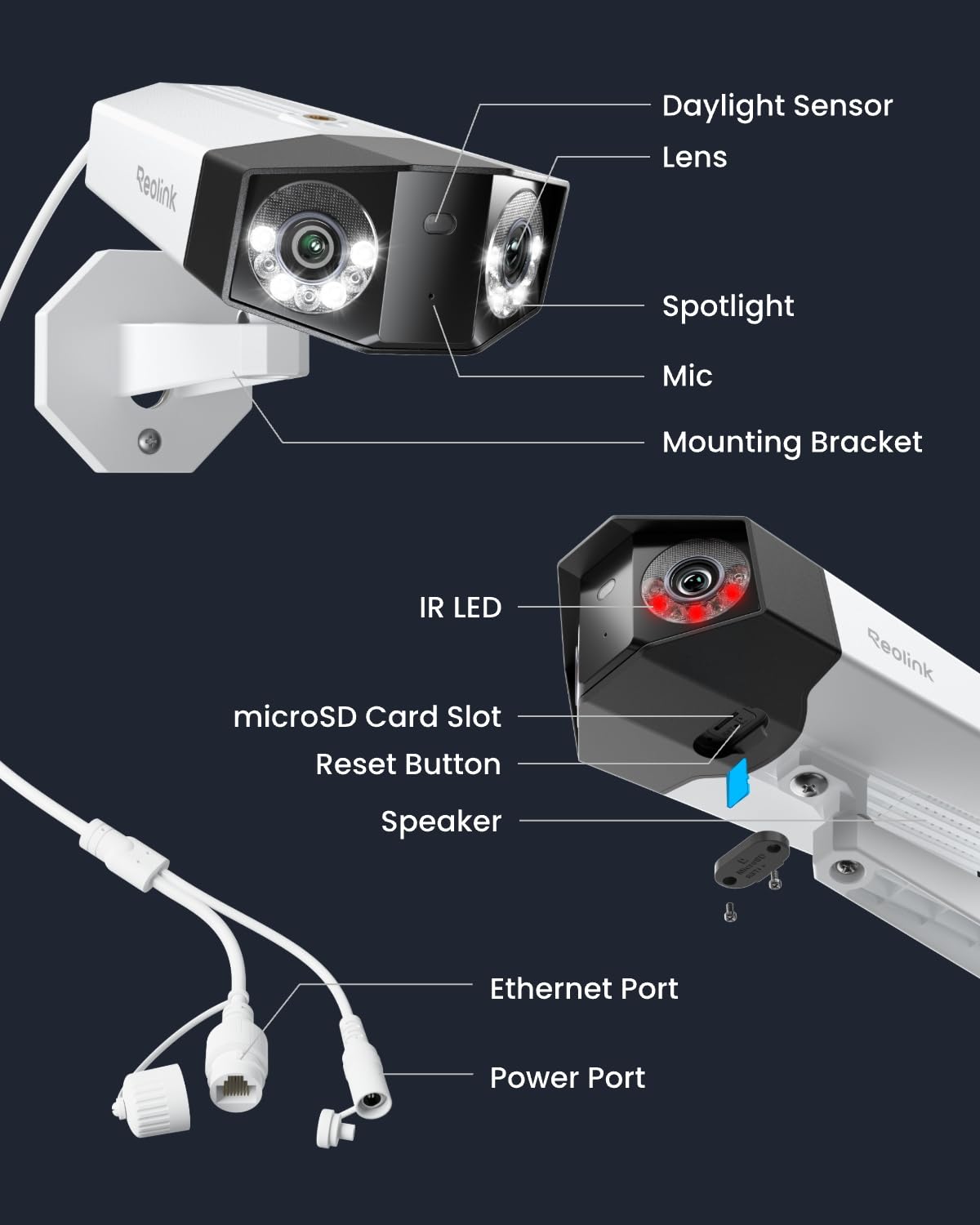 Reolink 16MP UHD Dual-Lens PoE Security Camera z widokiem panoramicznym 180°, śledzeniem ruchu, kolorowym widzeniem nocnym, wykrywaniem osób/pojazdów/zwierząt, 2-drożnym dźwiękiem, Duo 3 PoE