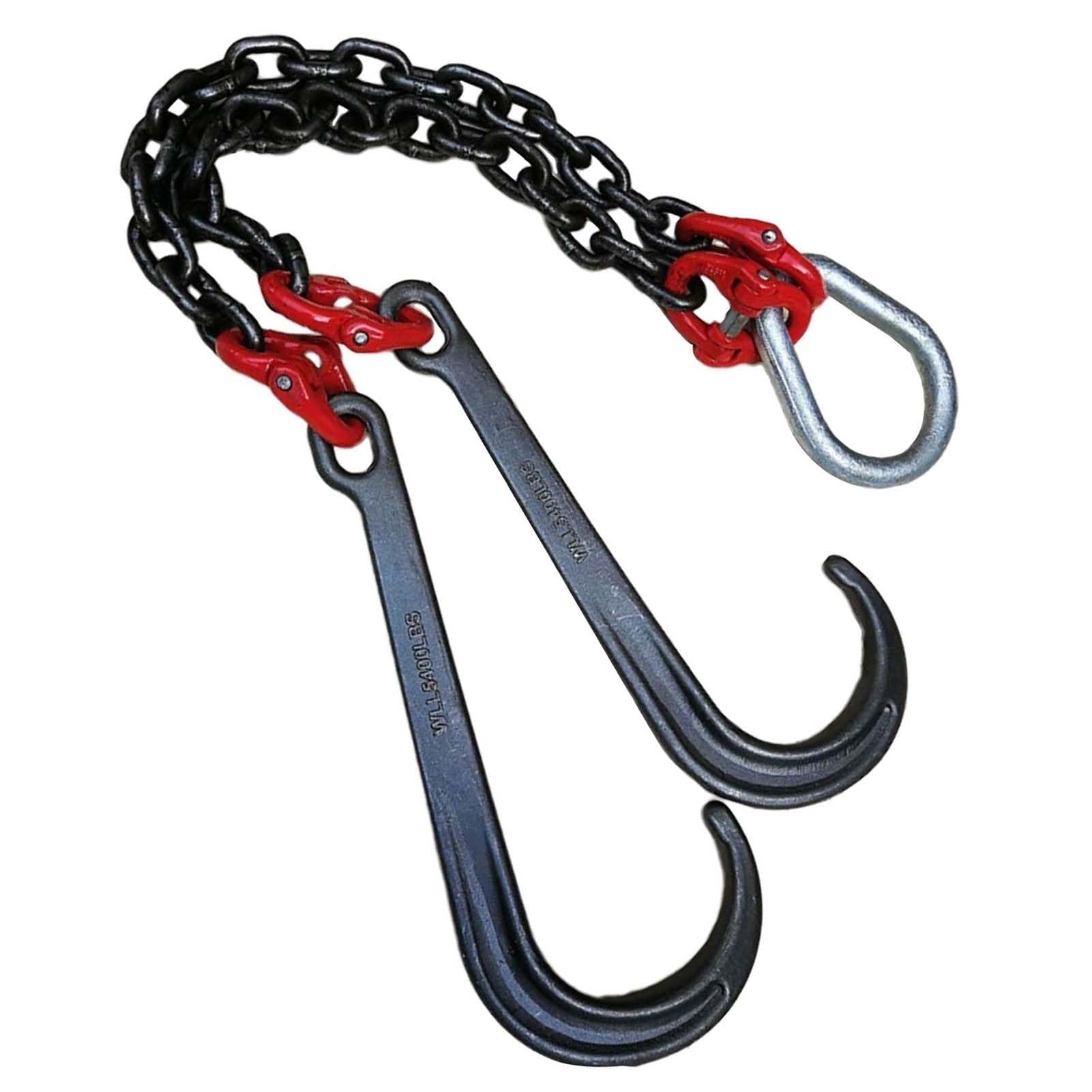 GUODDM Obstacle car 5T Long Shank J Hook - J Type Hanging Chain Hook, Transport Tow Chain Galvanized Safety Hook For Car Wrecker Recovery Breakdown car(Double chain+double hook)