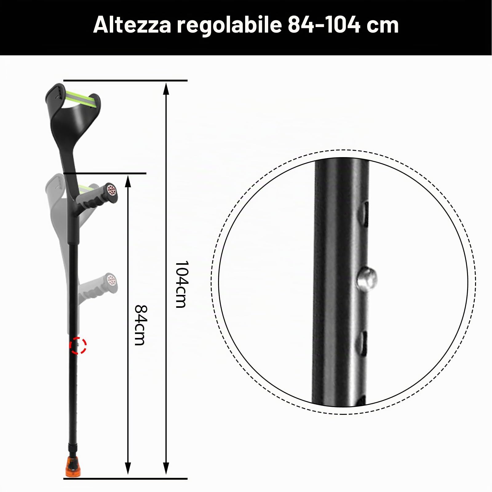 Stampelle Pieghevoli, Ausilio Per Camminare Per Adulti (2 Pezzi) | L'Altezza Della Stampella è Regolabile E Adatta Ad Anziani, Bambini E Adulti Con Un'Altezza Di 140-190 Cm