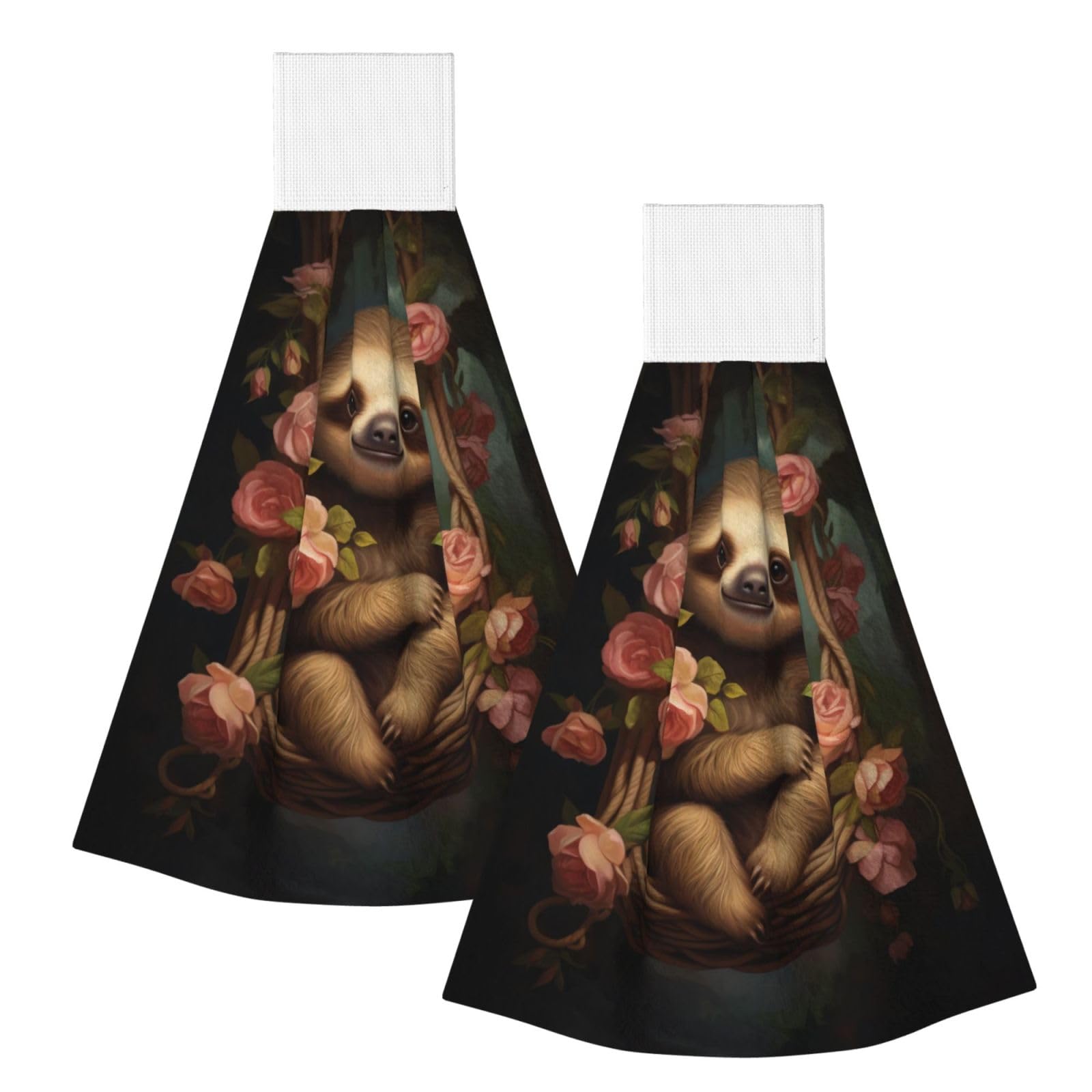 ZQYTGFDC Sloth surrounded by roses Highly Absorbent Dish Towels Soft Coral Fleece Wipe