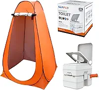 Kit Barraca com Vaso Sanitário Portátil 20L, Laranja, Incluindo Vaso Sanitário e Barraca de Privacidade