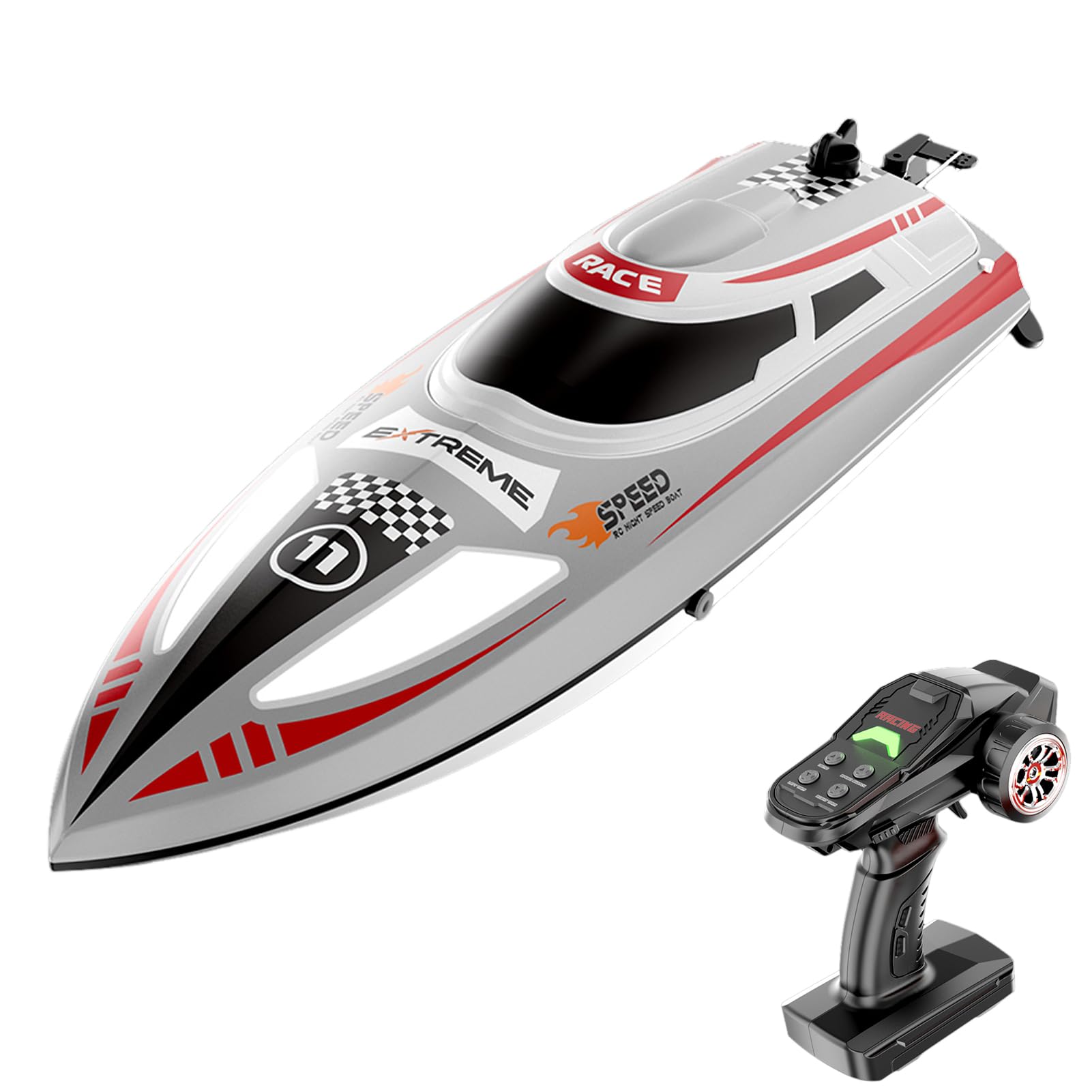 Bateau télécommandé RC 30 km/h gris avec batterie 30 min - 6