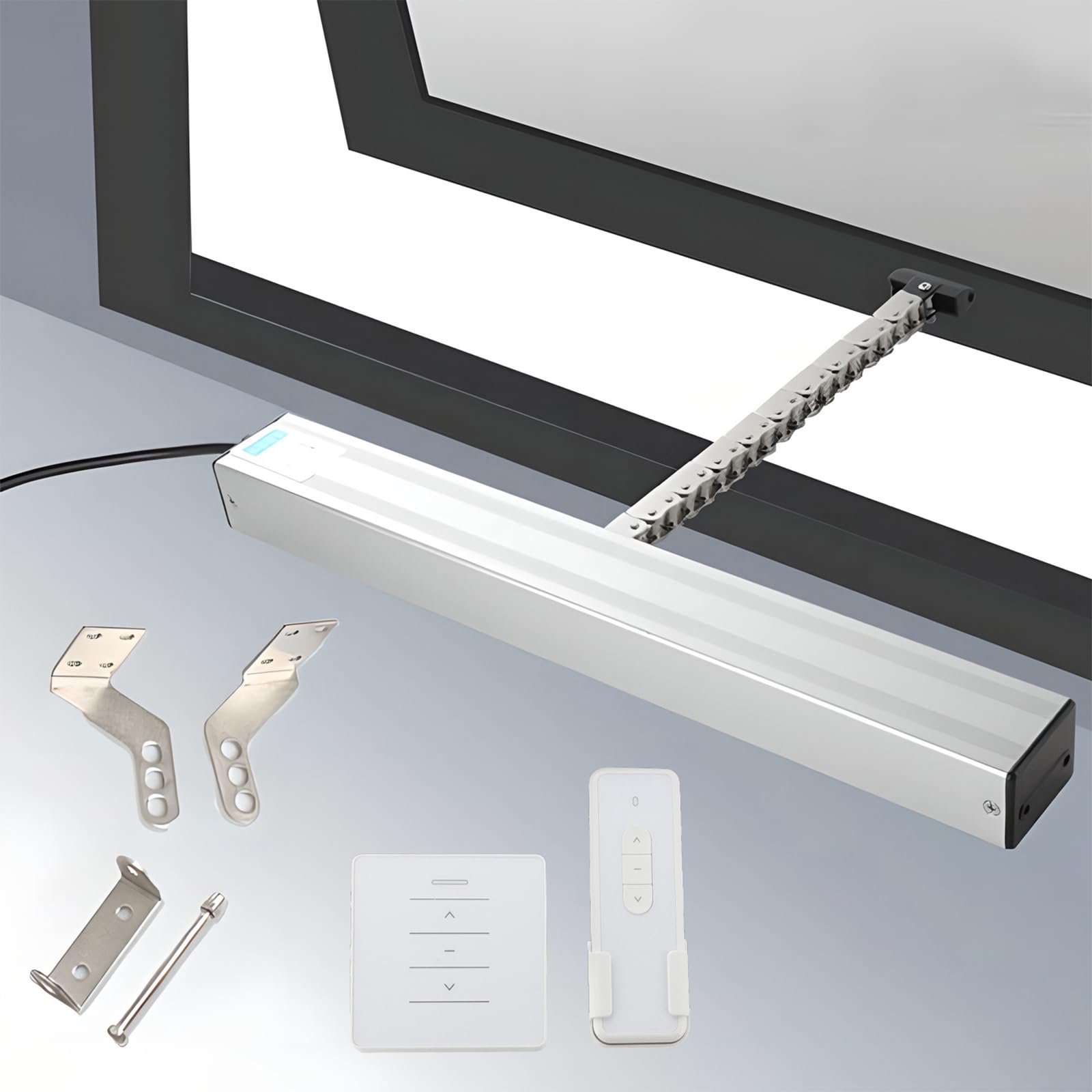 Actionneur électrique pour fenêtre haute ouvrant de 300 mm à 1000 mm avec interrupteur
