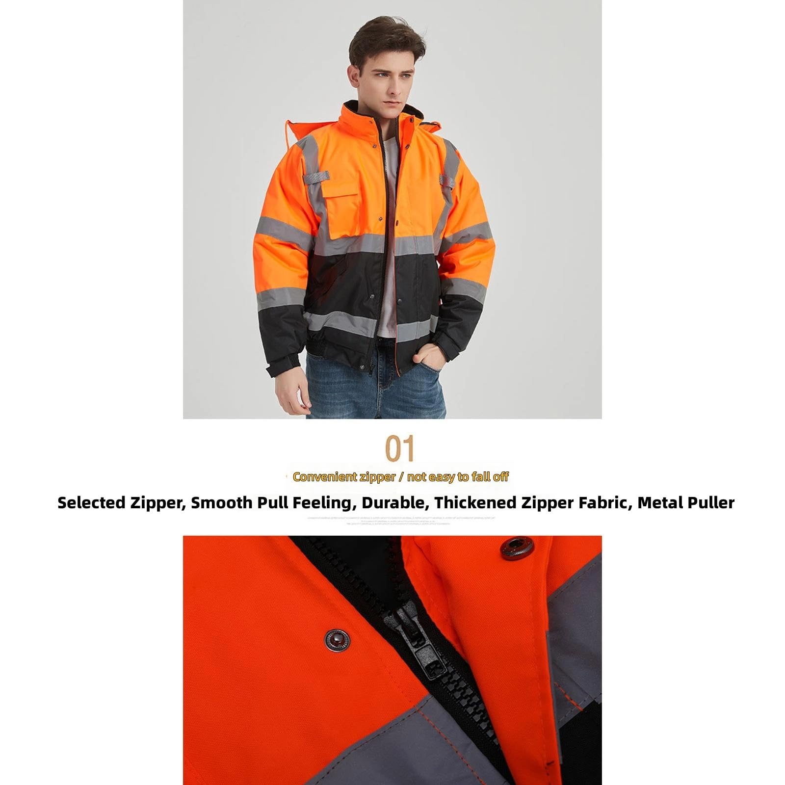 Giacche impermeabili con strisce riflettenti ad alta visibilità per condizioni di scarsa illuminazione Giacche riflettenti per esterni freddi
