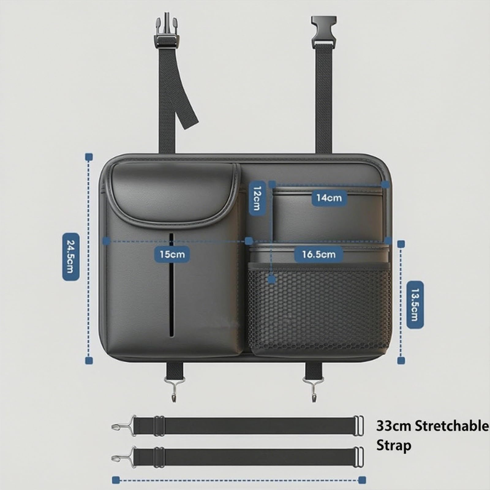 Generico Organizer Auto Multifunzione Schienale per JAGUAR I-PACE 2018-2022, Universale Pelle Sedile Posteriore Impermeabile Borsa Portaoggetti Multi-Tasca Anti-Sporco