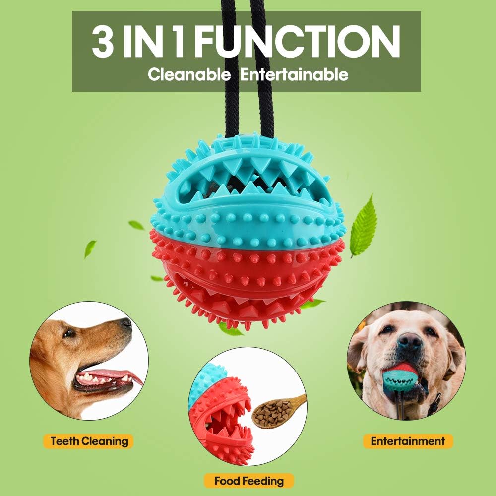 OneBom Dog Suction Toy, Suction Cup Toy for Dogs, Suction Dog Toys, Upgrade Dog Chew Dispensing Ball, Interactive IQ Treat Rope Ball Toys Durable, Pet Chew Toy with Powerful Suction Cup, Teeth