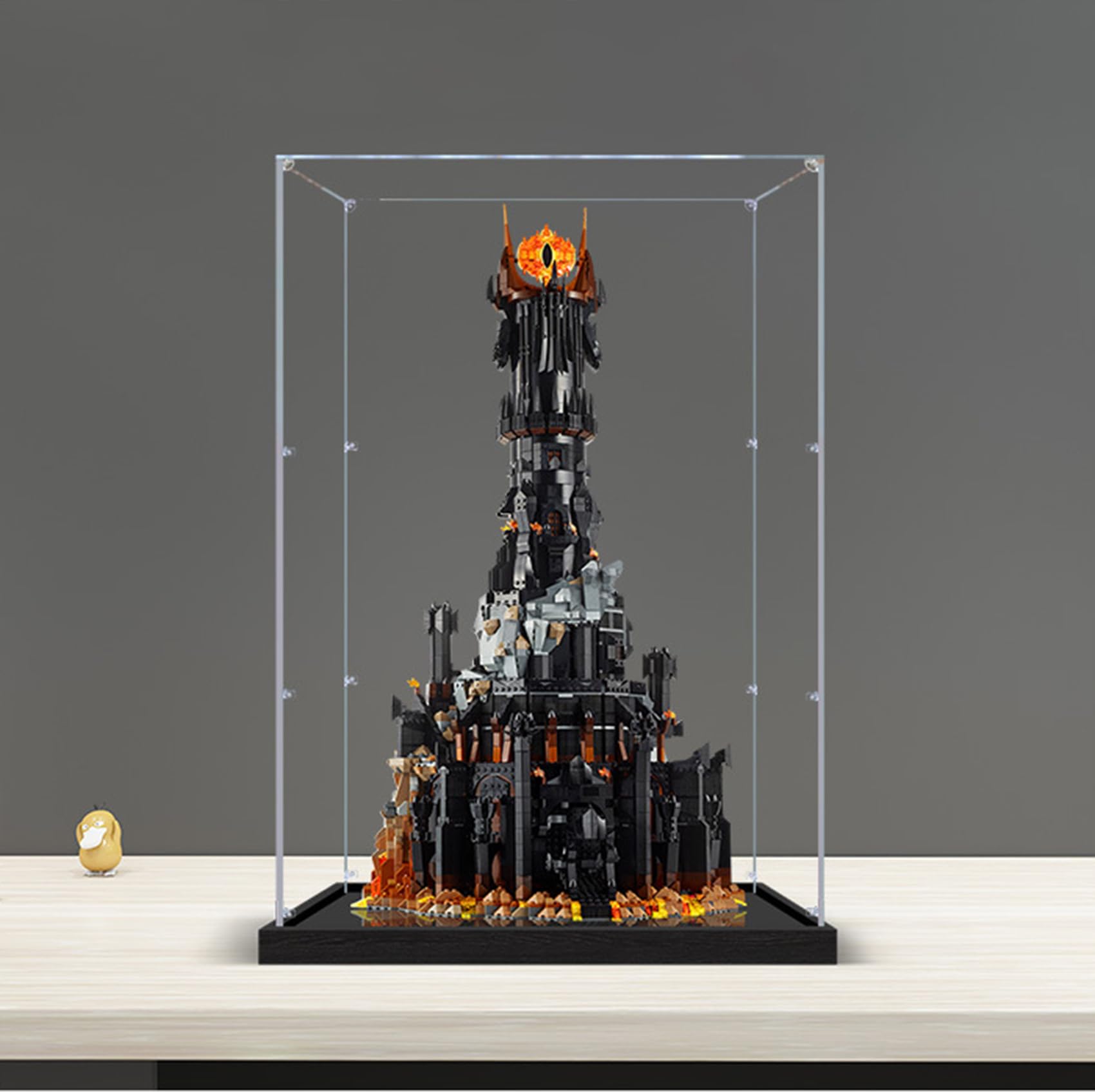 XNSHENGXAN Acrylic Display Case Compatible to Lego The Lord of The Rings: Barad-dûr #10333(19.6*13.7*33.4in), Display Cases for Collectibles, Sturdy Protection for Your Collectible,Black Base
