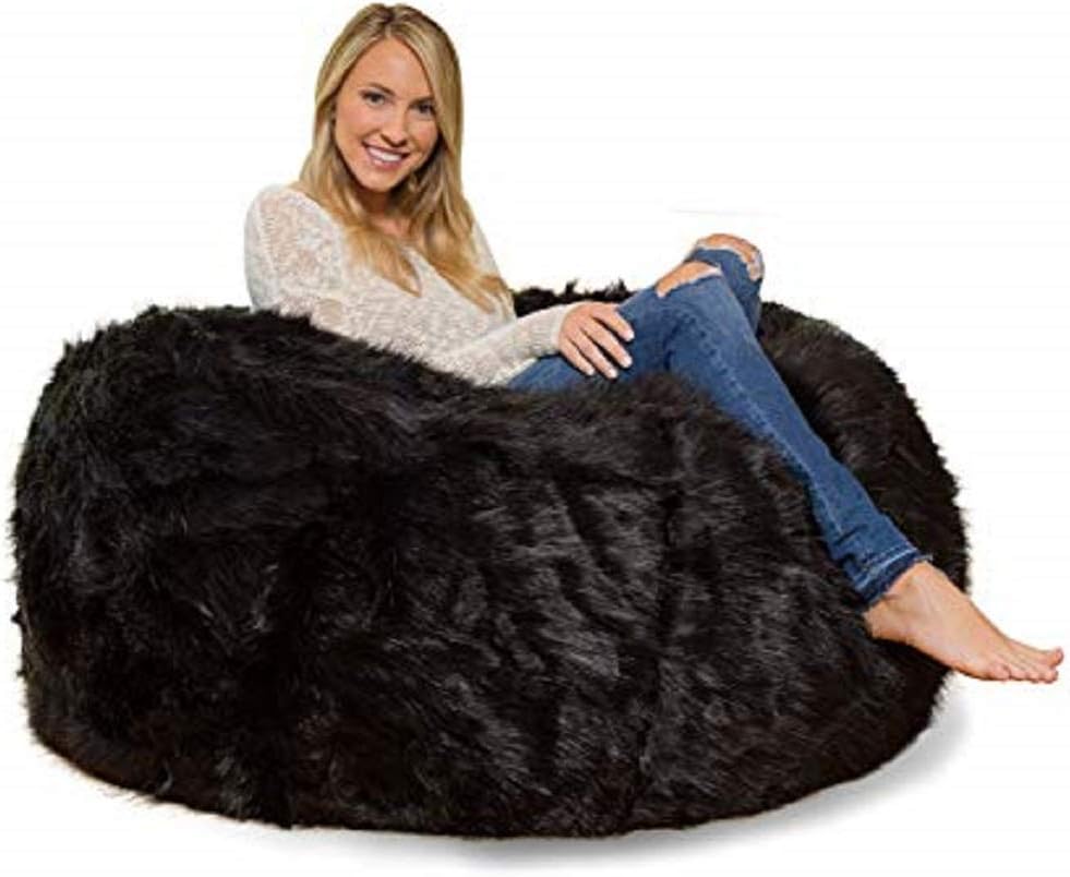 Comfy Faux fur Bean Bag, Black, ARC7