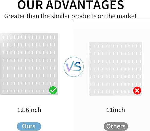 Miniatura 5 de Kit de tablero de clavijas montado en la pared, panel organizador de 25.2 x 25.2 pulgadas, instalación grande, rentable y sin clavos, color blanco