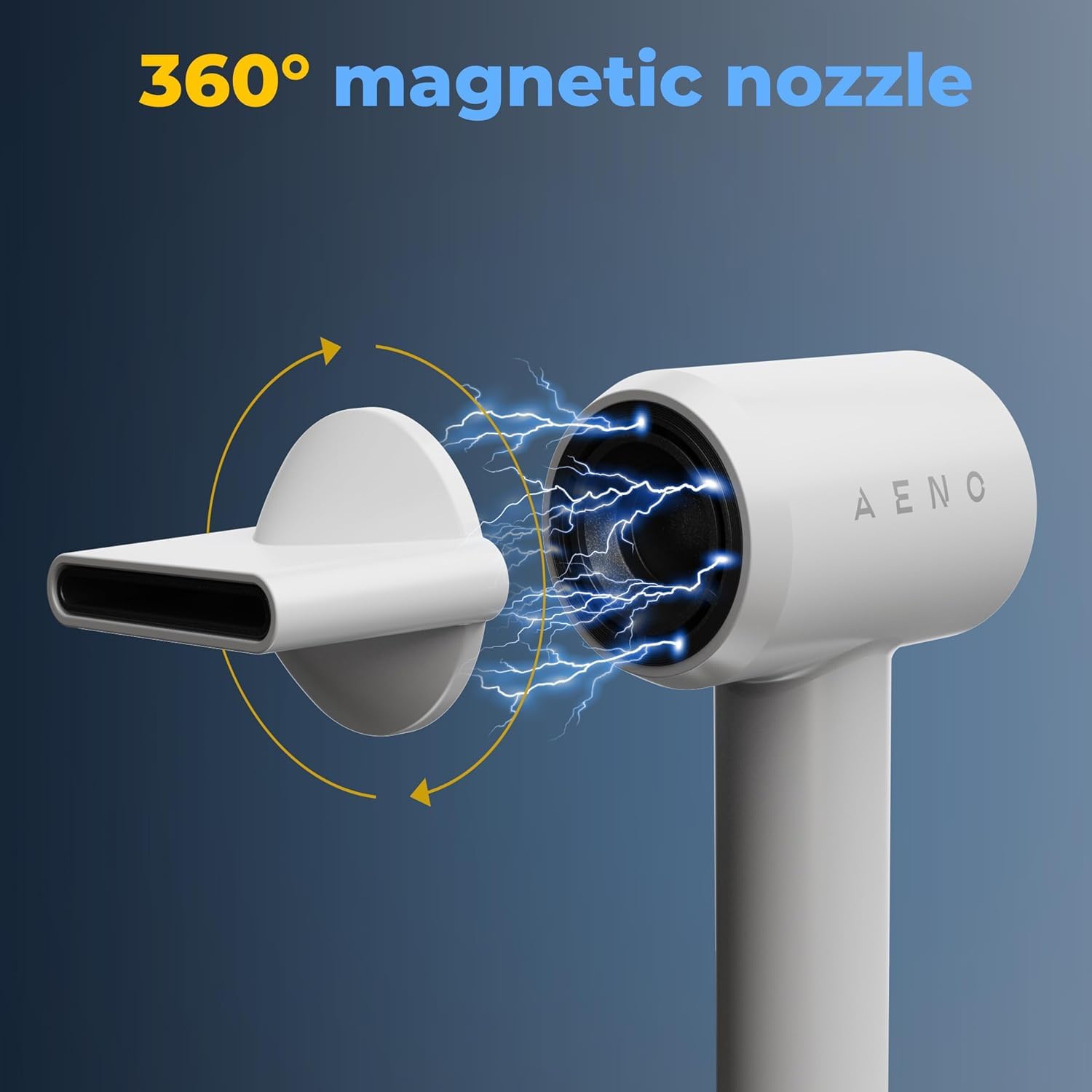 AENO Haartrockner HD4 1500W Magnetische Aufsätze Ionentechnologie NTC Sensor 5 Temperatur & 2 Geschwindigkeitsmodi Überhitzungsschutz Cool Shot Funktion Haartrockner für Zuhause und Reisen Weiß