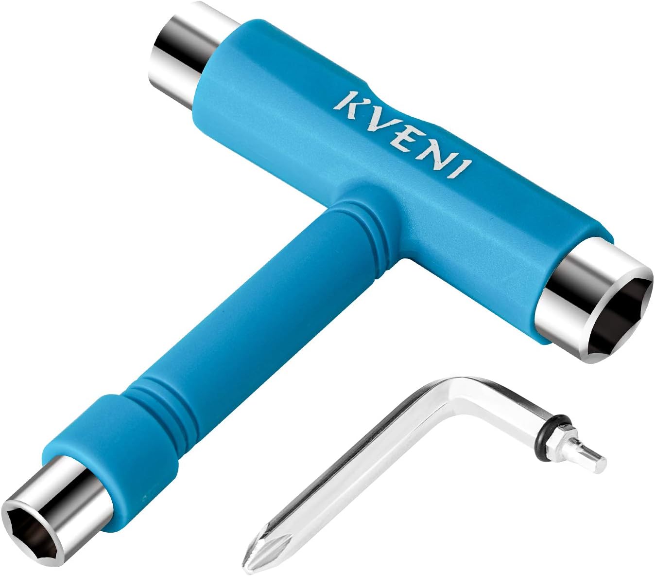 Skate Tool All-in-One, Multi-Function Portable Skateboard T Tools Accessory - with T-Type Allen Key and L-Type Phillips Head Wrench Screwdriver