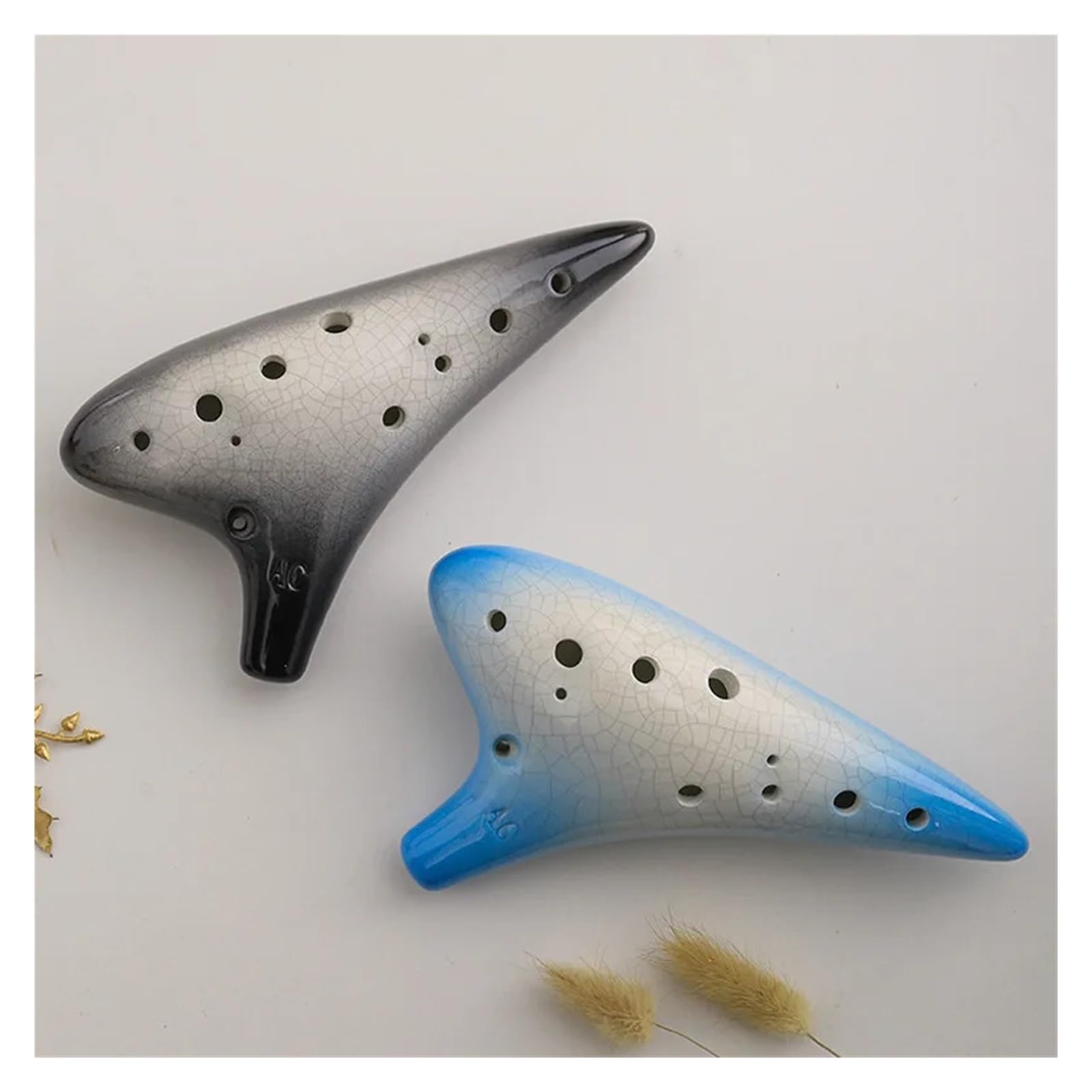 Ocarina Ceramica Alto C Ocarina 12 fori Alto C Toni Crackle Modello Ceramica Gradiente bicolore Flauto Fluta Strumenti professionali per Principianti Adulti