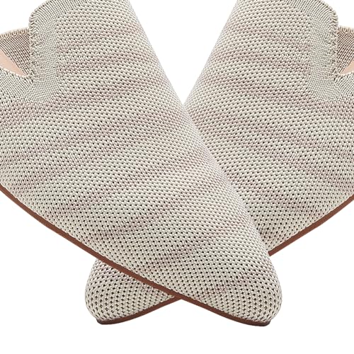 Image of Tilocow Knit Mules Office Slip on Loafers Business Casual Flats for Women