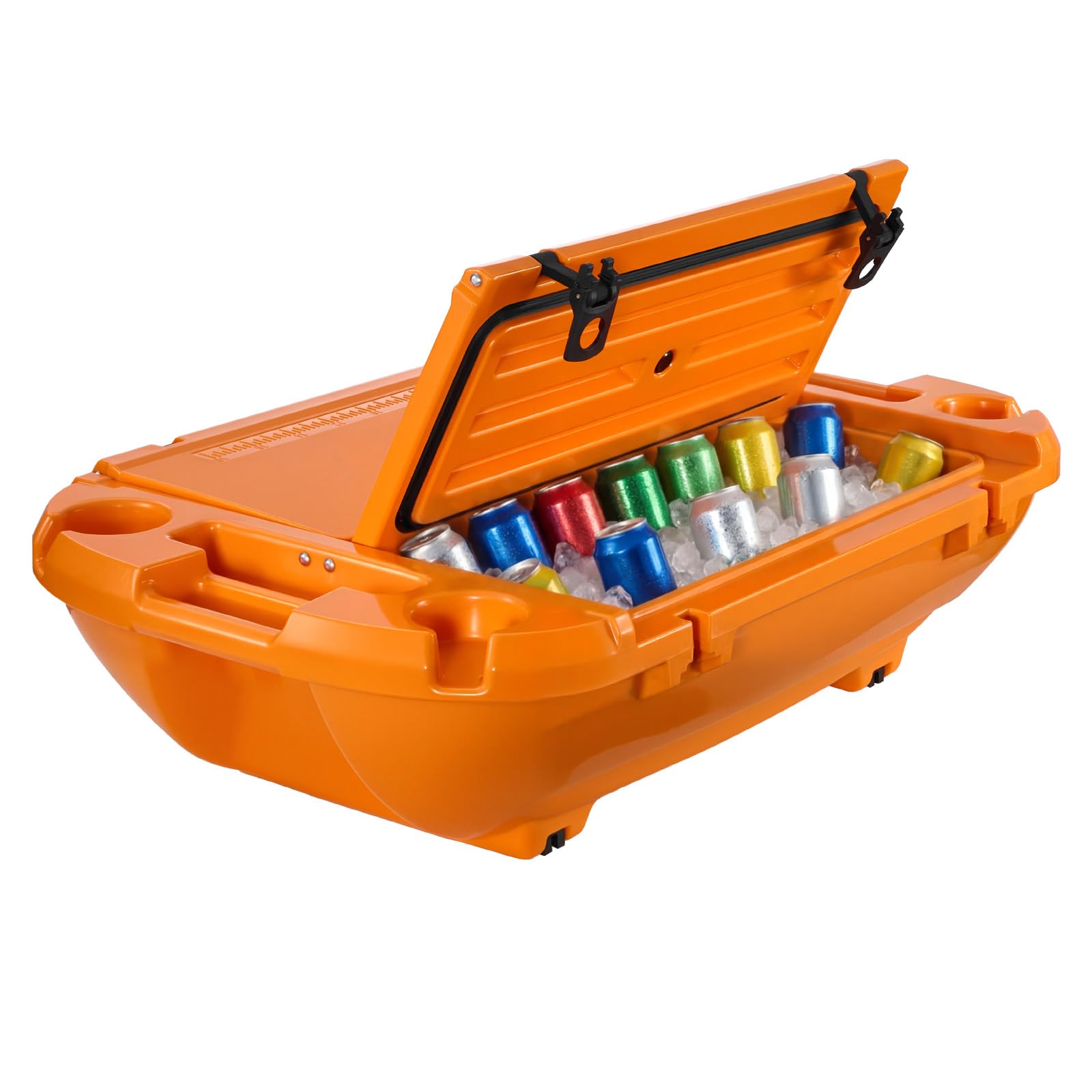 VEVOR Glacière Flottante 37,9 L, Bar Flottant Rigide en LLDPE, pour Boissons Fraîches sur l'eau et Terre Piscine Plage, Glacière Amphibie avec Compartiment Sec et Corde de Remorquage, Orange