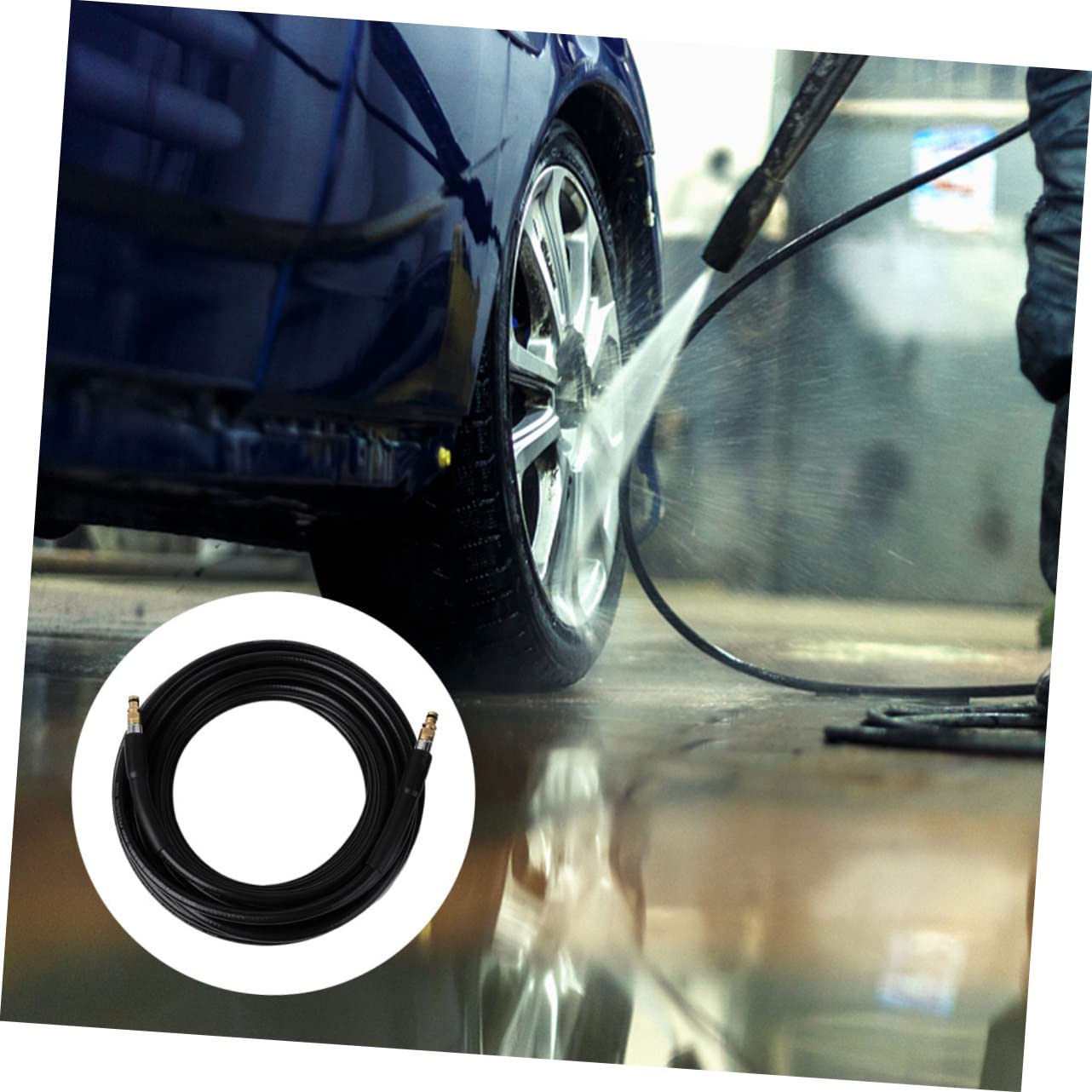 Toyvian Tuyau en Caoutchouc Résistant au Pliage 15m pour Nettoyeur Haute Pression, Raccord Femelle Couleur Aléatoire pour Nettoyage de Voiture et Usage Eau Froide