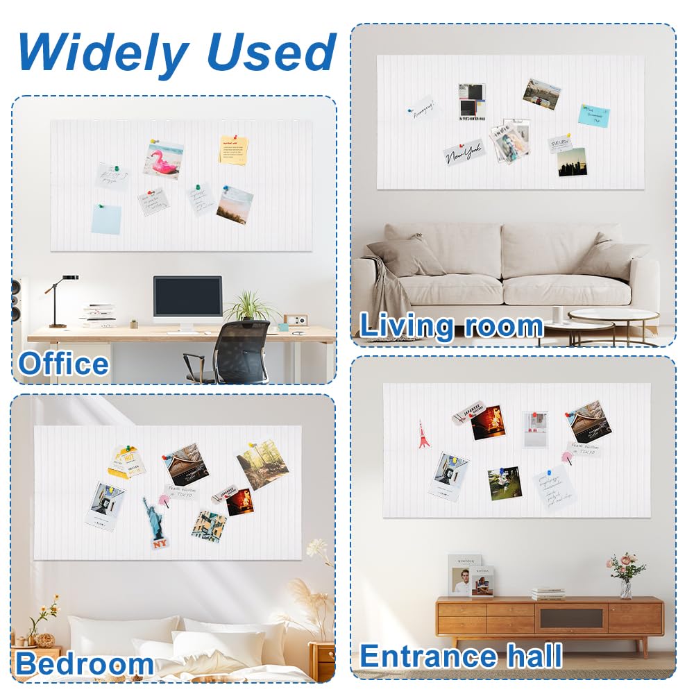 Gran Corcho Pared Autoadhesivo 120x80cm 0,9 cm de Grosor Tablero De Corcho Fieltro, 4 Unidades Tablón De Anuncios 60 x 40cm, Pizarra De Corcho con 40 Chinchetas (Blanco)
