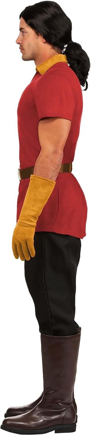 Mens Disney Beauty and the Beast Gaston Adult Costume Kit with Shirt, Gloves, & Belt for Halloween Cosplay Party Events