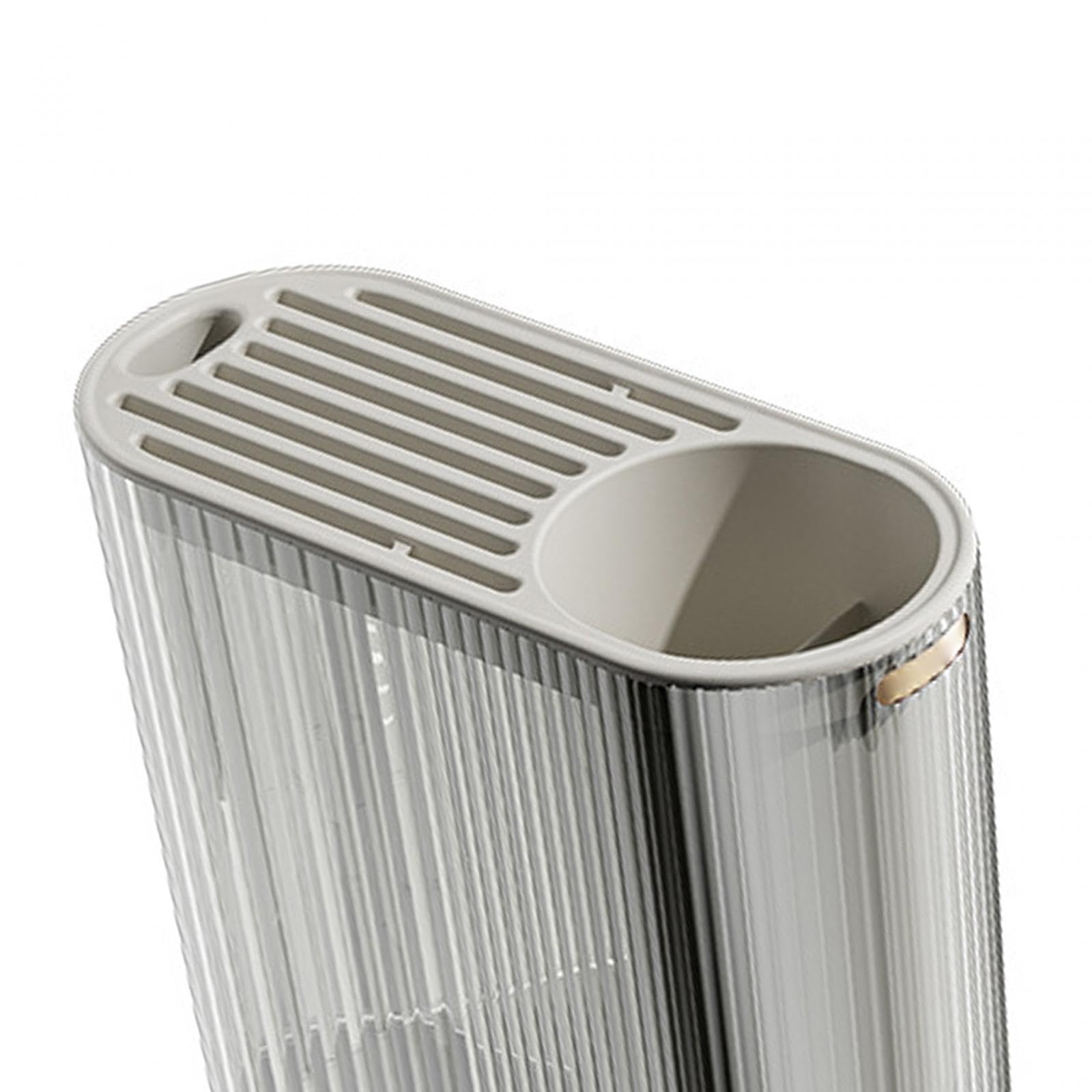 ?????? Knife Block Knives Drying Shelf Acrylic Pantry Multiple Slots Kitchen Countertop Utensils Storage Holder Cutlery Storage Rack, Gray