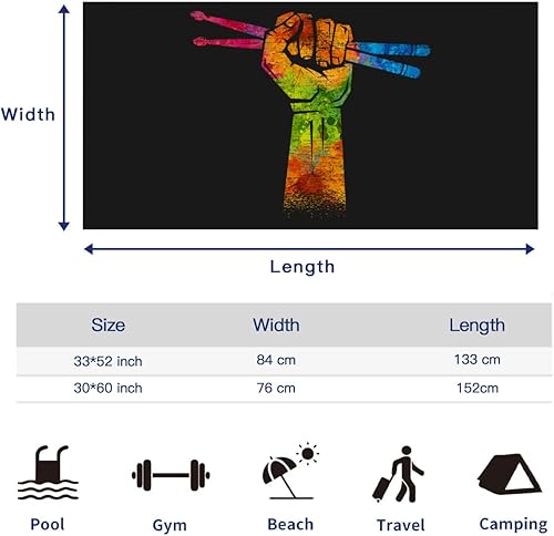 Miniatura 7 de Drum Musiccian Drumstick Drummer - Toalla de playa de microfibra sin arena, secado rápido, súper absorbente, toallas grandes de gran tamaño, manta
