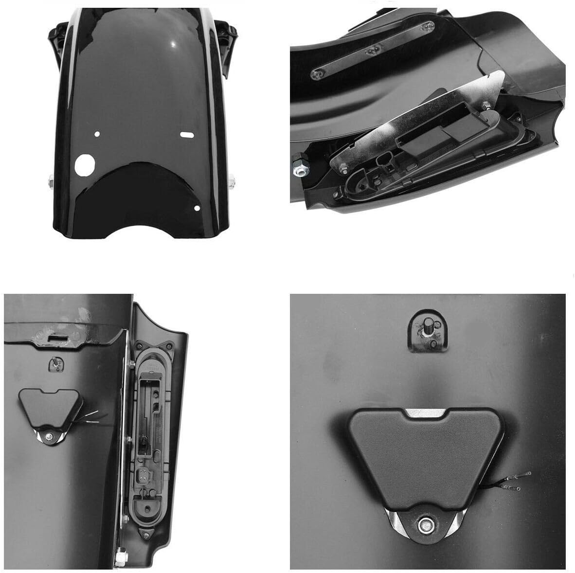 TCMT Rear Fender 5" Stretched SaddleBag Black Latches Fit For Harley Touring Road King Electra Glide Street Glide Road Glide Ultra 2009-2013