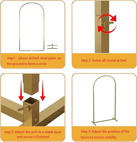 Miniatura 7 de TDDFLO Kit de arco de globo cuadrado dorado de 4 pies para decoración de fiestas, círculo de boda, arco de flores, soporte para anillo