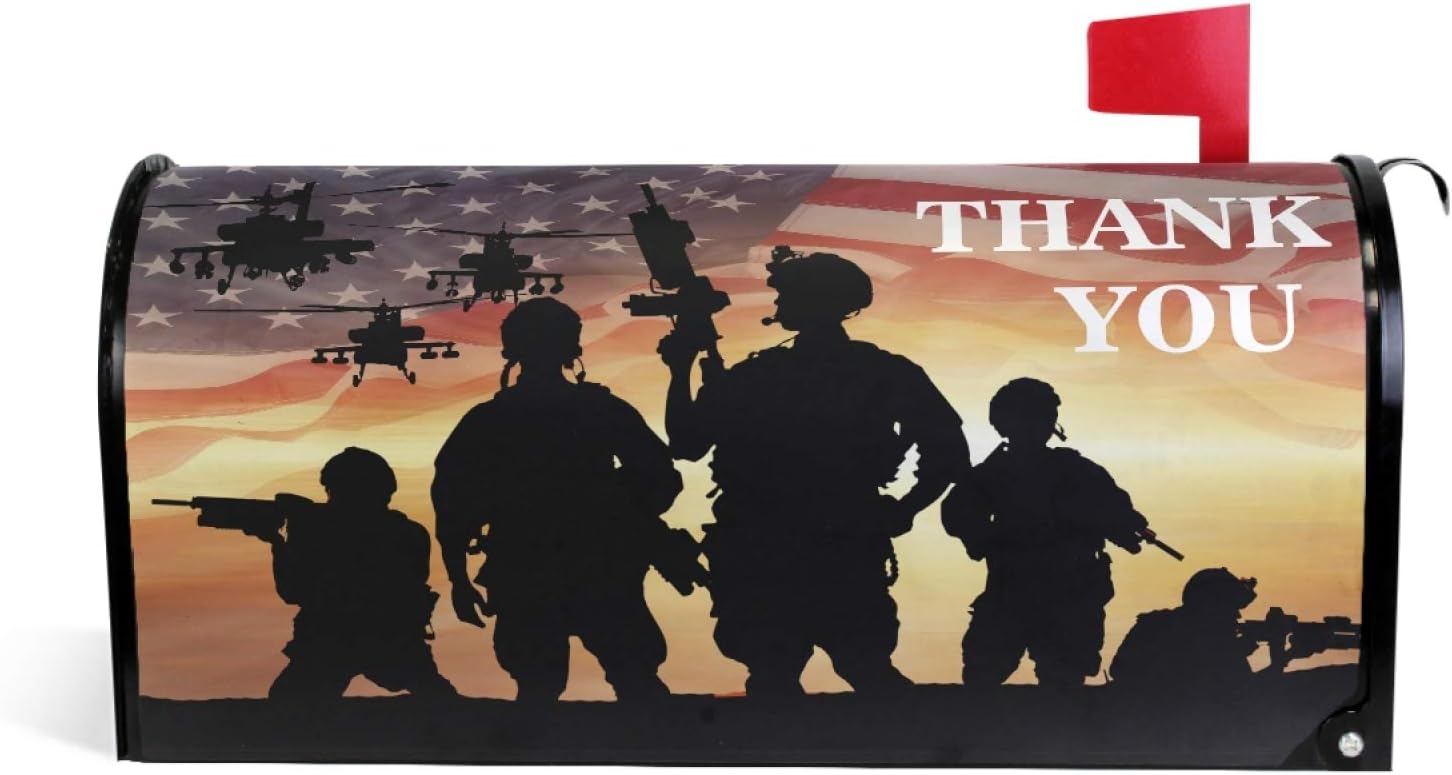 Kcldeci United States USA Flag Magnetic Mailbox Cover MailWraps American Military Soldiers Eagle Independence Day Mailbox Covers Wraps Post Box Large Size 25.5¡±(L) x 20.8¡±(W)