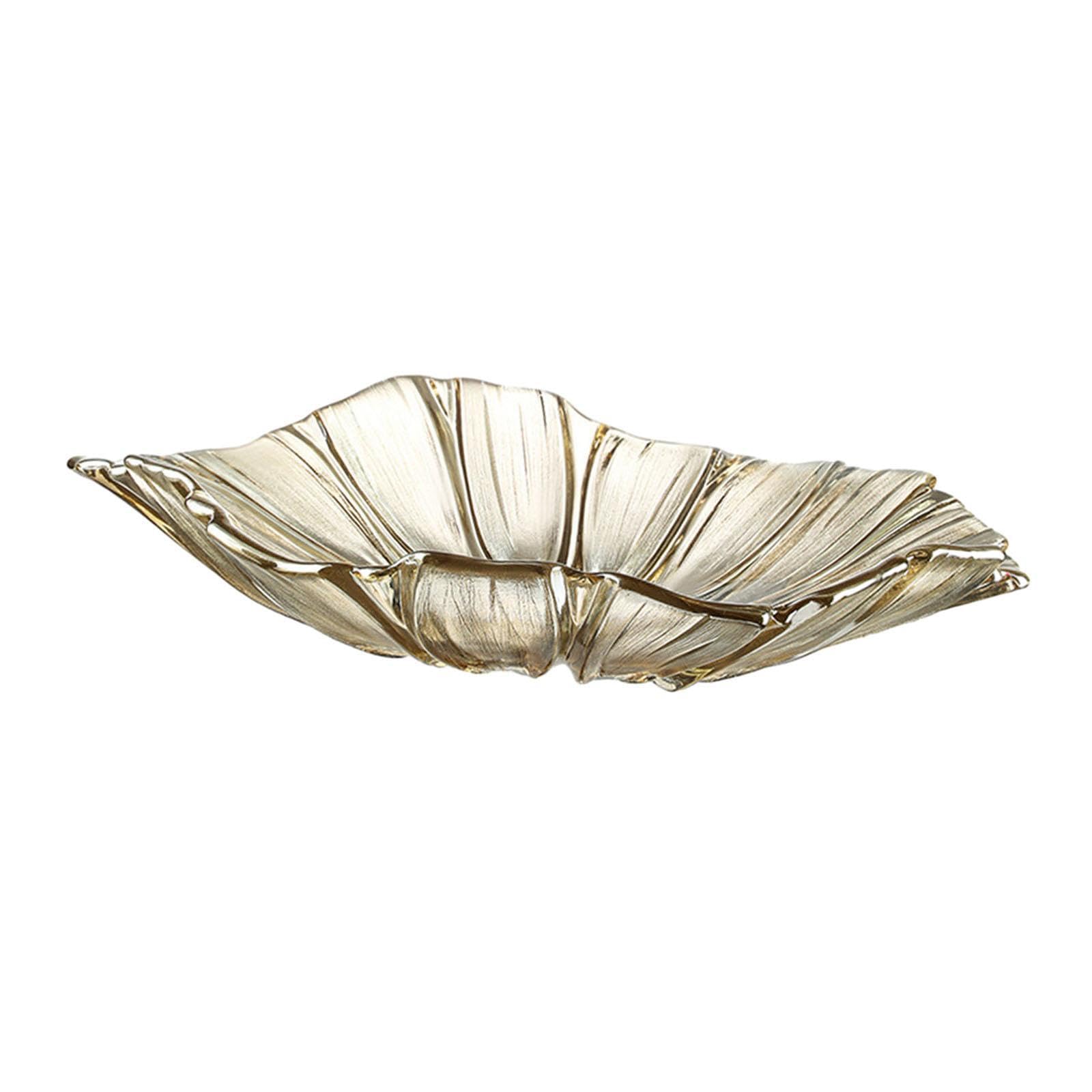 Twisaxc Light Brown Shallow Unique Flower Shaped Glass Bowl Serving Fruits Desserts Snacks Enhancing Kitchen Counter Decor Popcorn Countertop Glass Serving Bowl For Bread Snacks Fruit Plate Candy