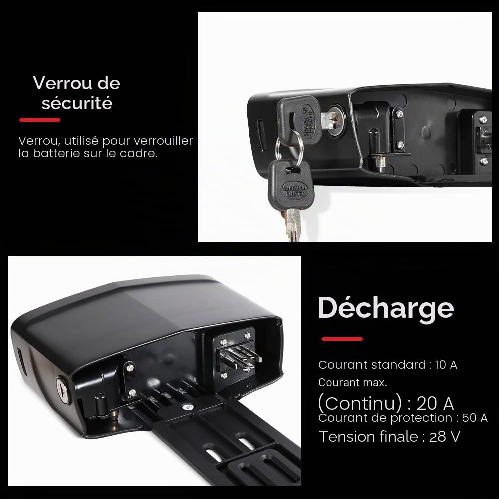 SEASON Ebike Batterie pour Porte-Bagages 36V - 13Ah 14.5Ah 15.6Ah 17.4Ah / 48V - 10.4Ah Batterie au Lithium-ION pour vélo électrique1000W 750W 500W 350W Moteur(avec Chargeur)