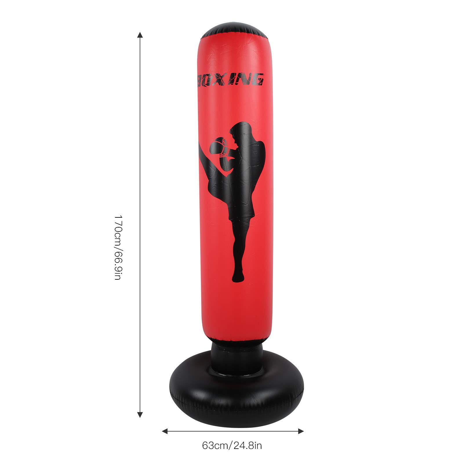 Demeras Sacco da Boxe Gonfiabile per Il Fitness 170 cm/66,9 Pollici Colonna da Boxe Colonna per Bicchiere autoportante Sacco di Sabbia per Bambini Adulti