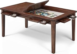 Solid Wood Board Game Table for 4-6 Players,Dining/Gaming Table w/ 54
