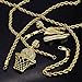 L2JK Men's Gold Plated Hip Hop Retro 11 Shoe Collection & Cz Basketball Pendant 4mm 24