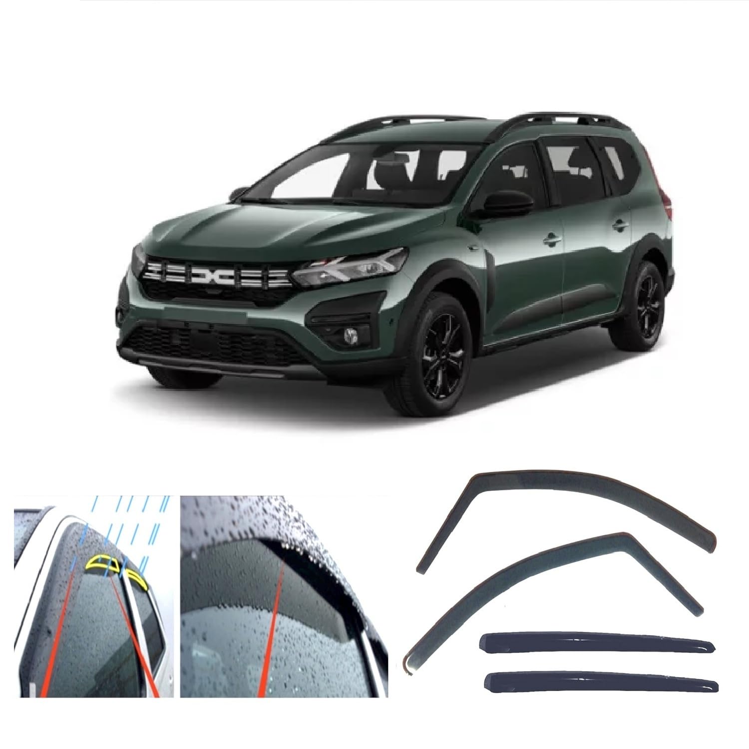 4 deflectores de viento compatibles con Dacia JOGGER 2021 2022 2023 2024 2025 2026