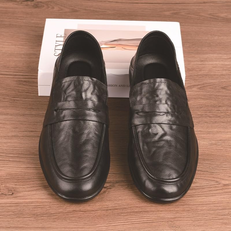 Men's Casual Genuine Leather Flats Soft Driving Walking Loafer Shoes Comfortable Non-Slip Low Top Business Work Shoes3