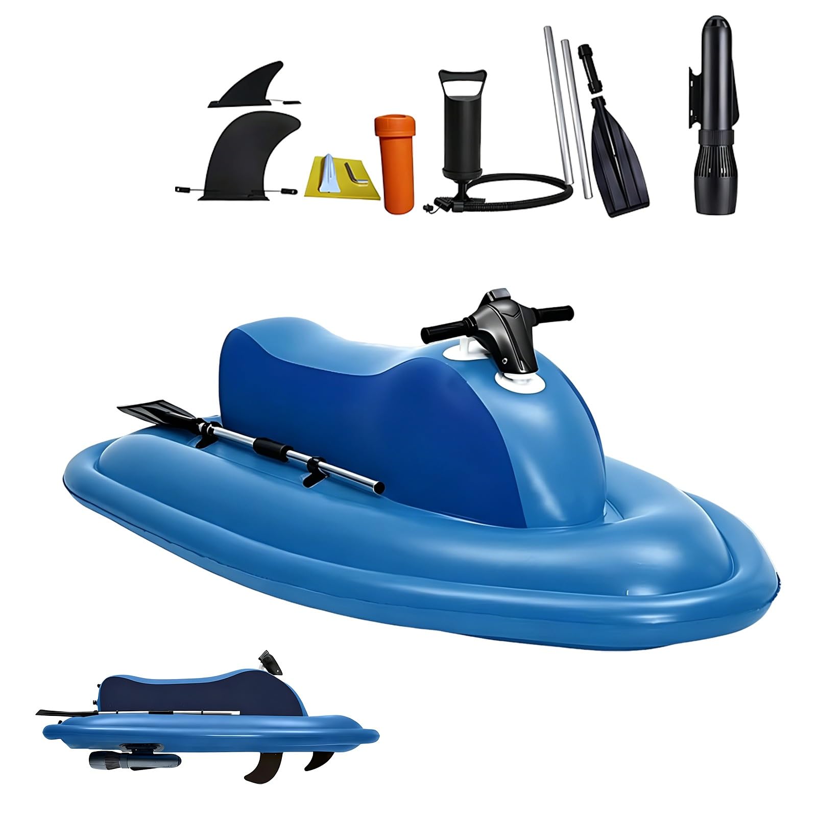 Bateau Gonflable Motorisé pour 2 Personnes, Jet Ski Électrique 500W et Scooter sous-Marin Combo Kit, Hélice de Moteur Universelle pour Canoë Sup, Adultes
