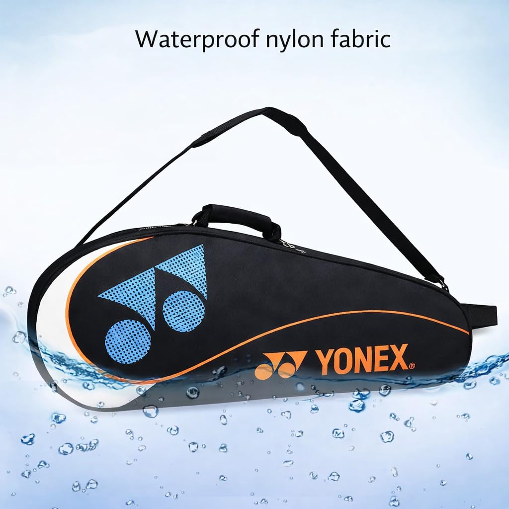 YONEX Sac pour raquettes de badminton, capacité de 3 à 6 raquettes, compartiment à chaussures séparé, bandoulière réglable, imperméable.
