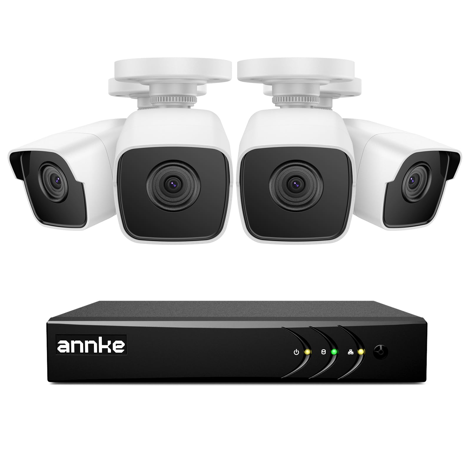 ANNKE Kit de Seguridad 8 Canales DVR de 3K Lite con 4 CCTV 5MP Cámaras Sistema de Videovigilancia IP67 Impermeable Visión Nocturna Silencioso - 1TB HDD Disco Duro