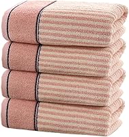 Vista 10 de Pidada Juego de 2 toallas de mano 100% algodón con patrón de rayas absorbentes suaves toallas decorativas para baño (marrón)