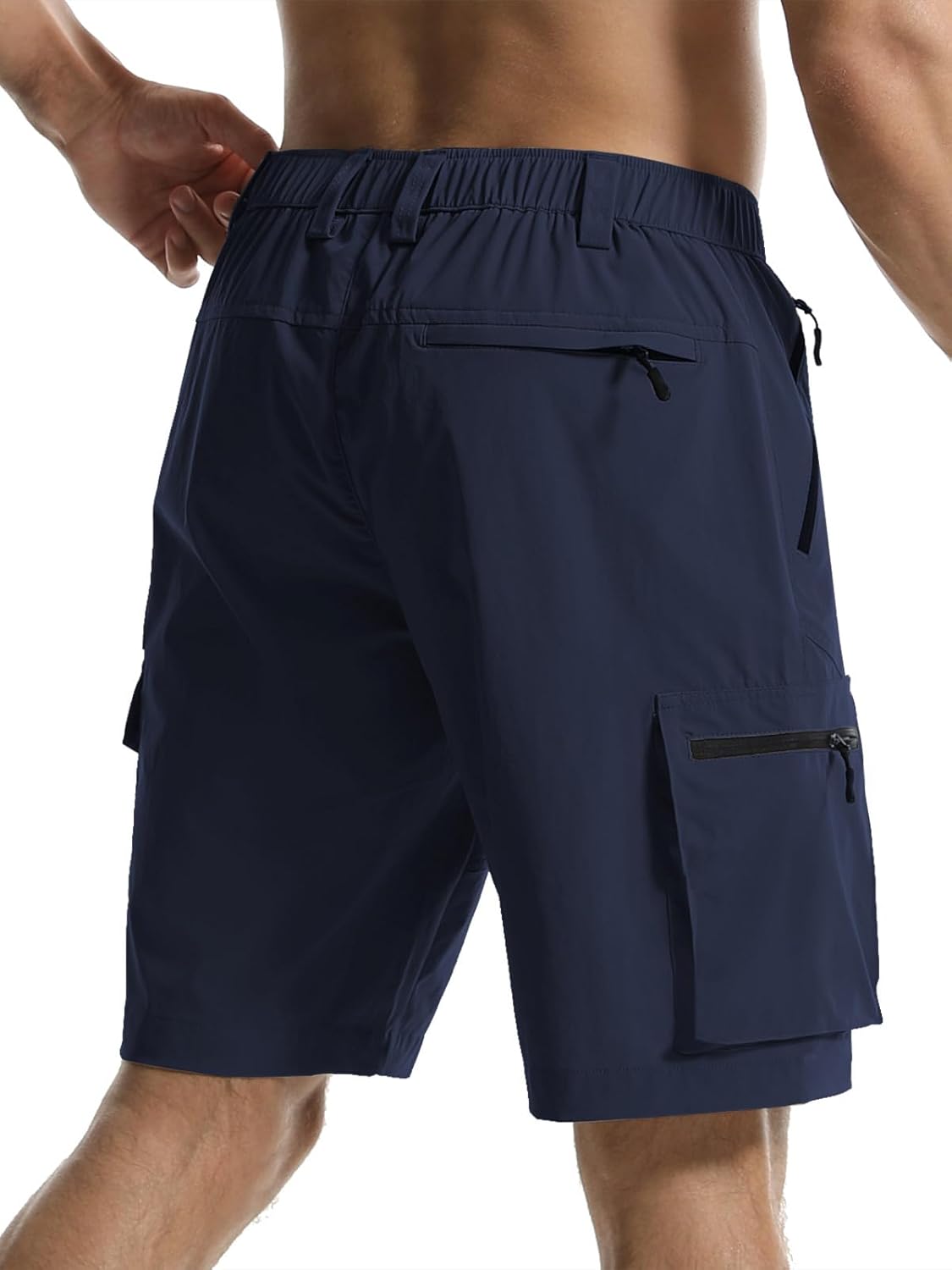 Surenow Men's Hiking Cargo Shorts with Quick Dry, Breathable Fabric, Pockets, and Zipper Closure - Blue, Size Large - Image 2