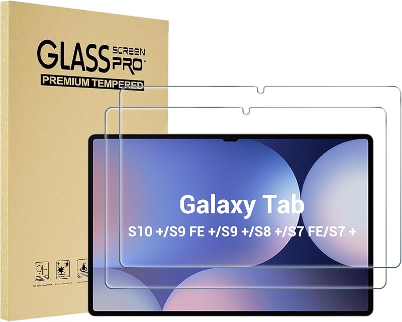 ProCase Paquete de 2 protectores de pantalla para Galaxy Tab S10 Plus 2024/S9 FE Plus | También para Galaxy Tab S9 Plus/S8 Plus/S7 FE/S7 Plus 12.4”2023, Vidrio Templado HD para Tablet SM-X820/X610/X810/X800/T730/T970