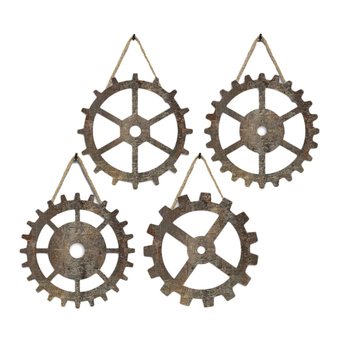 Décorations murales lot de 4 style industriel bois marron rétro