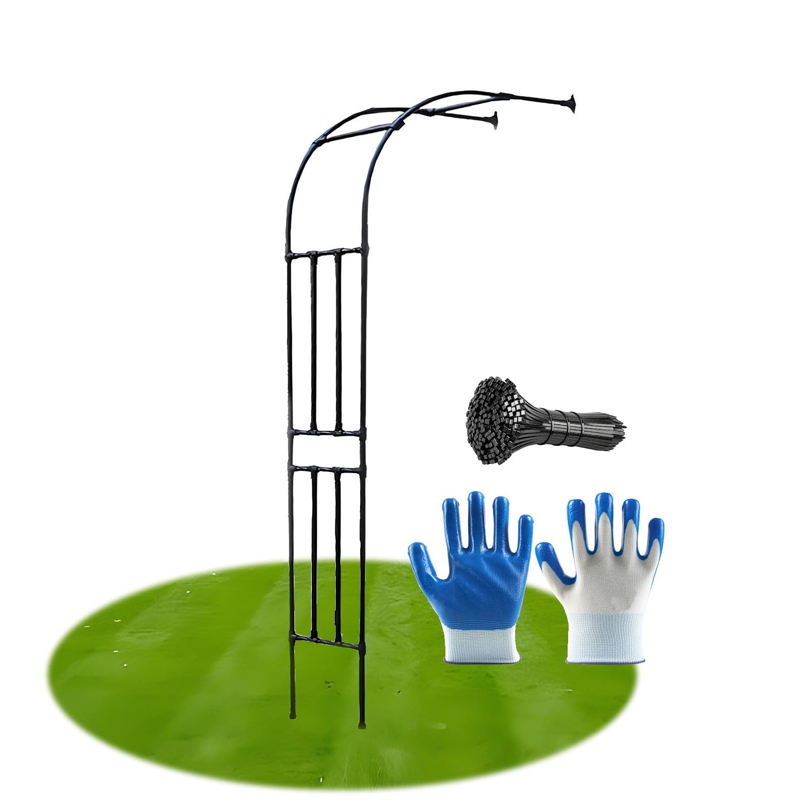 Metalowy łuk ogrodowy do roślin pnących, ślubny łuk róży, łuki podtrzymujące na zewnątrz, mocna i czarna, 1,8 m x 2,4 m, idealna do ogrodów i wydarzeń