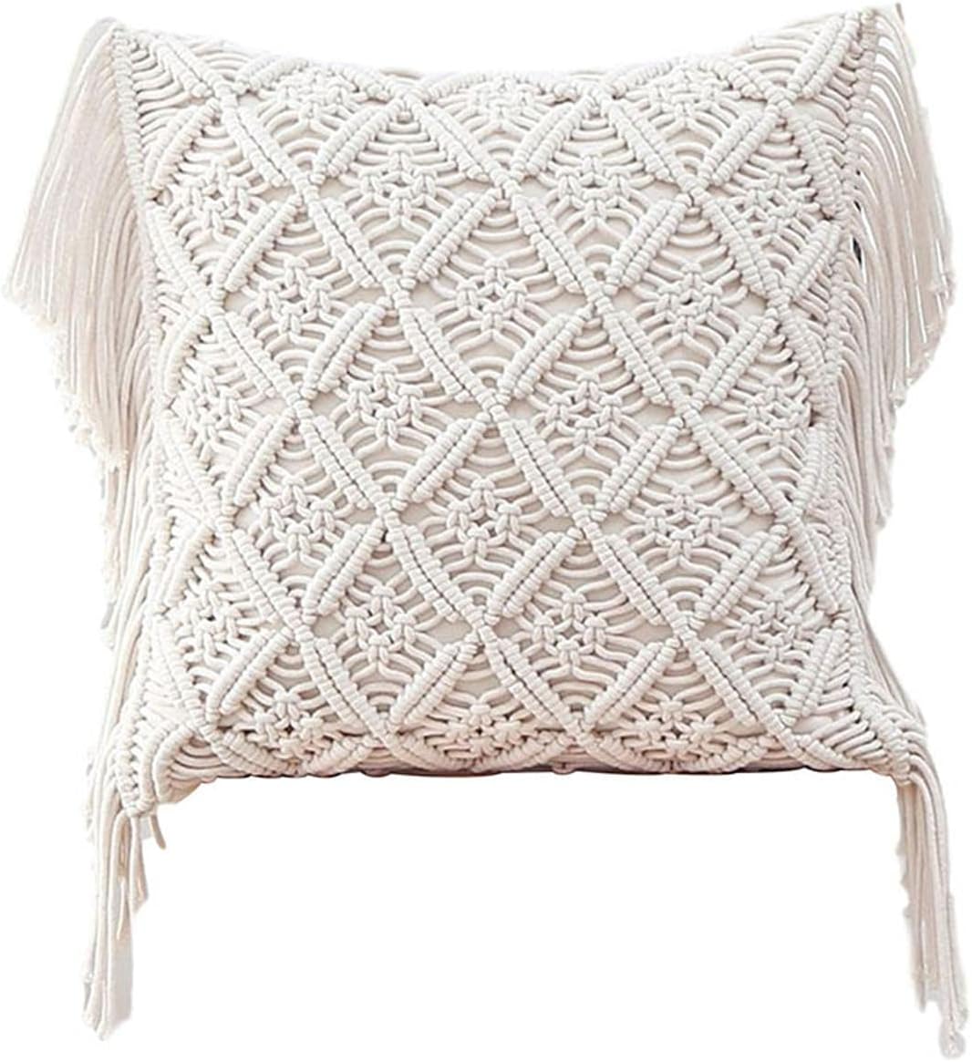 Dutyrow Boho Cushion Cover Macrame Pillow Case Cover Decorative Cushion Cover Boho Home Decor Comfy Square Pillow Cases with Tassels for Bed Sofa Couch Bench feasible : Home & Kitchen