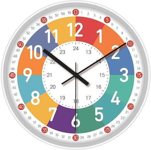 HUYEHF - Reloj analógico para habitación de niños, sala de juegos, decoración de educación en casa, los niños aprenden que el tiempo es fácil, reloj