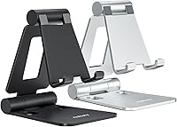Vista 10 de Nulaxy Paquete de 2 soportes plegables dobles para teléfono celular, soporte plegable para teléfono de escritorio totalmente ajustable, compatible